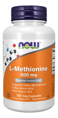L-metionina 500 Mg 100 Cápsulas Da Now Foods