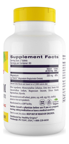 Suplemento Healthy Origins Magnésio 100 Mg 240 Comprimidos - Imagem 2