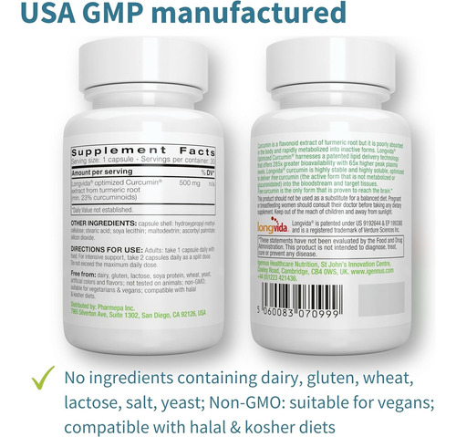 Longvida Lipidated Curcumin 500mg, Ultra Biodisponível - Imagem 6