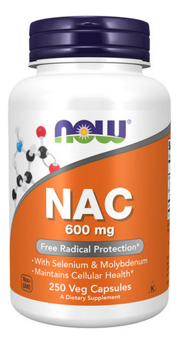 Nac-acetilcisteína 600 Mg 250 Cápsulas Da Now Foods