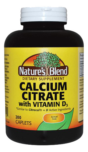 Citrato De Cálcio Com D3 400 Ui 200 Cápsulas Da Nature's Ble