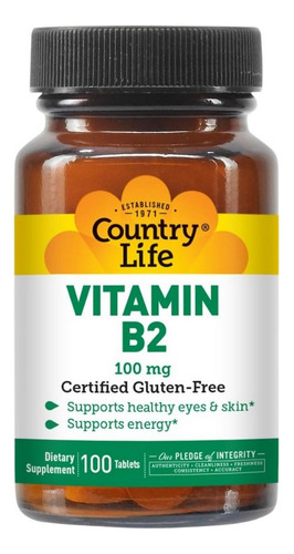 Vitamina B-2 100 Mg 100 Comprimidos Da Country Life