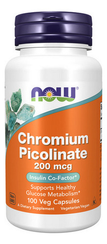 Picolinato De Cromo 200 Mcg 100 Cápsulas Da Now Foods