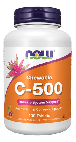 Vitamina C-500, Cereja, Mastigável, 100 Comprimidos, Da Now