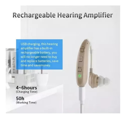 Aparelho Auditivo Recarregável Z-360 Silver Para Idosos - Imagem 3