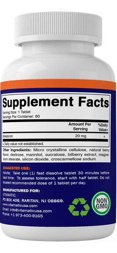 Suplemento Vitamínico De Melatonina Em Comprimidos De 20 Mg - Imagem 5