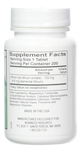 Dr. Hans Nieper Comprimidos De Orotato De Lítio, 120 Mg, ... - Imagem 2