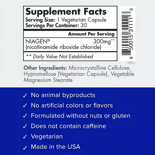 2025 Tru Niagen 300 Mg Potenciator Nad+ Anti-envenenamento - Imagem 4