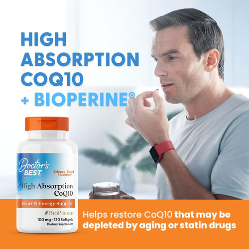 Coq10 De Alta Absorção 100mg Com Bioperine Doctors Best120ct - Imagem 5