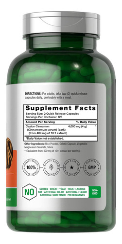Cápsulas De Canela Horbaach Ceilão 4000mg | Contagem 250 | N - Imagem 2