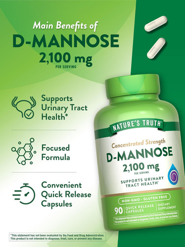 Cápsulas De D-manose Da Natures Truth | 2100mg | 90 Comprimi - Imagem 5