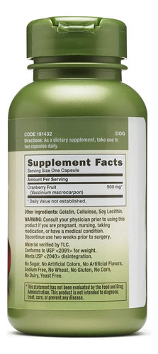 Suplemento Gnc Herbal Plus Whole Herb Cranberry 500mg 100 Ca - Imagem 2