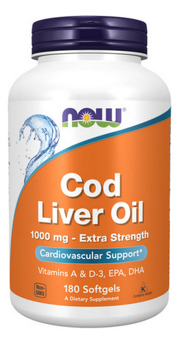 Óleo De Fígado De Bacalhau 1000 Mg 180 Cápsulas Gelatinosas