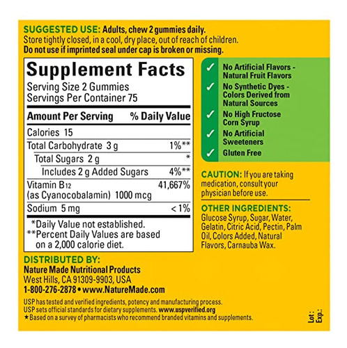 Suplemento Nature Made Energy B12 1000mcg 150 Gomas - Imagem 6