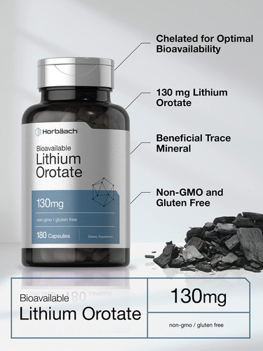 Orotato de lítio Orotato de lítio 130mg 180 cápsulas 5mg - Imagem 3