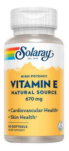 Vitamina E 1.000 Ui 60 Cápsulas Gelatinosas Da Solaray