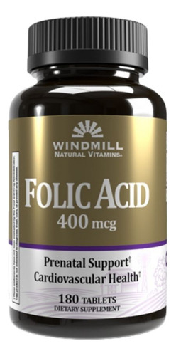 Ácido Fólico 400 Mcg 180 Comprimidos Da Windmill Health