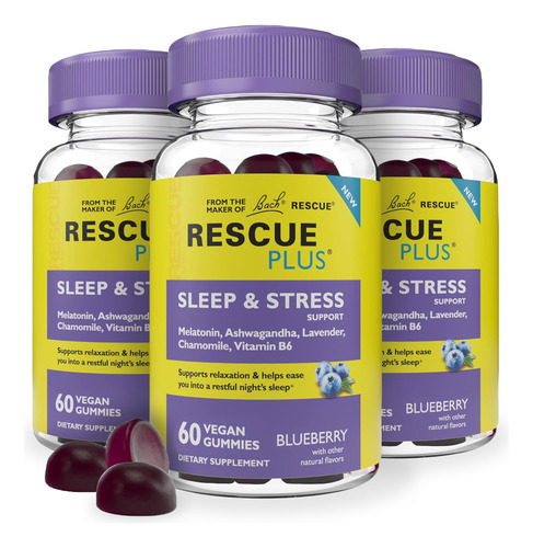 Suplemento De Gomas Rescue Bach Plus Para Suporte Ao Sono E