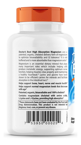 Suplemento Doctor"s Best De Magnésio De Alta Absorção 100mg - Imagem 3