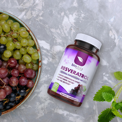 Suplemento Biodora Resveratrol 1600mg Com Chá Verde 180 Cáps - Imagem 5