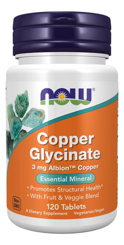 Glicinato De Cobre 3 Mg 120 Comprimidos Da Now Foods
