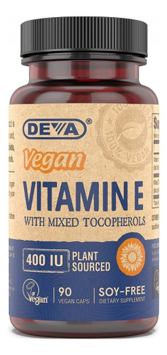 Vitamina E Natural Vegana 400 Ui De Tocoferóis Mistos 90 Cáp