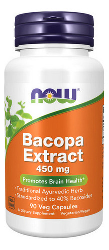 Extrato De Bacopa 450 Mg 90 Cápsulas Vegetais Da Now Foods