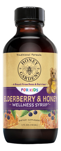 Kid's Elderberry & Honey Syrup 4 Oz By Honey Gardens
