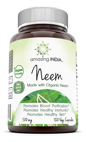 Amazing India Neem 500 Mg 120 Cápsulas Vegetais Da Amazing N
