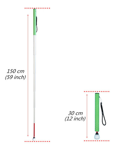 30-150cm Bengala Branca Telescópica Para Pessoa Com Cego - Imagem 14