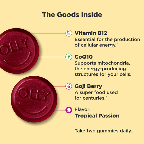 Energy Gummy Olly Daily, Sem Cafeína, Vitamina B12, Coq10, 6 - Imagem 2