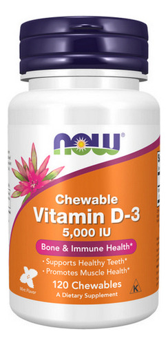Comprimidos Para Mastigar Com Vitamina D-3, 5000 Ui, 120 Uni