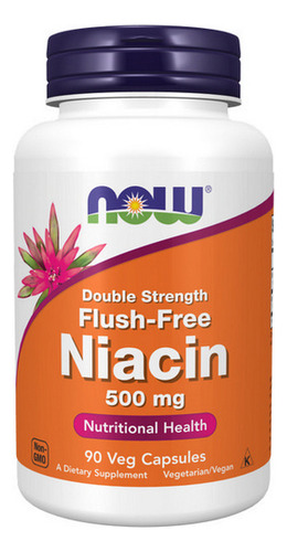 Niacina 500 Mg E 90 Cápsulas Vegetais Sem Rubor Da Now Foods