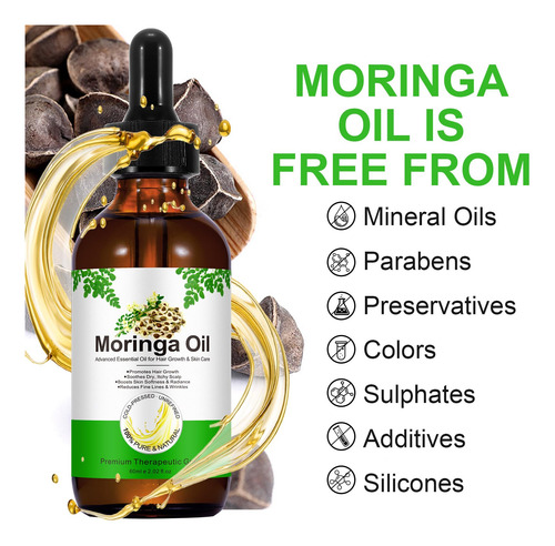 Óleo De Moringa Shuangjia 60ml X 2, Puro Natural Orgânico Co - Imagem 3