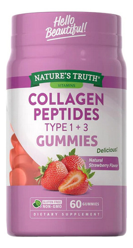 Gomas Beauty Colágeno Tipo 1 + 3, 60 Unidades, Da Nature's T