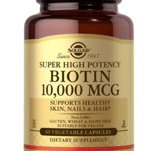 Solgar Biotina 10.000 Mcg, 60 Cápsulas Vegetais - Energia, M
