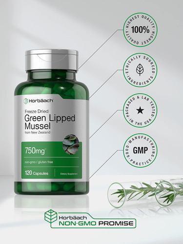 Mexilhão De Lábios Verdes Horbäach | 750mg | 120 Cápsulas | - Imagem 4
