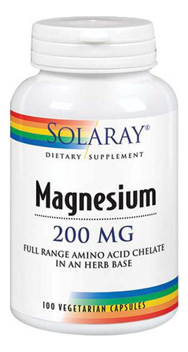 Magnésio 200 Mg 100 Cápsulas Da Solaray