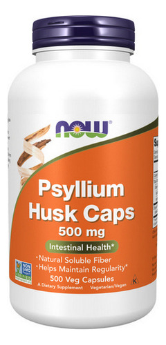 Casca De Psyllium 500 Mg 500 Cápsulas Da Now Foods