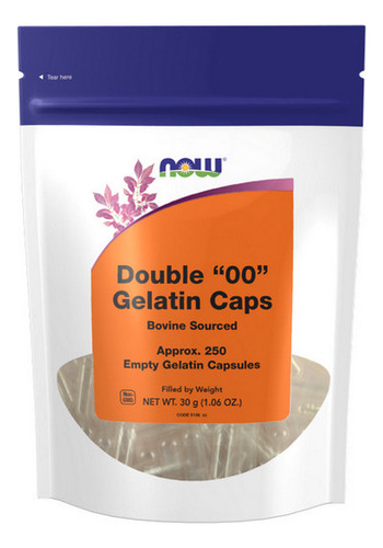 Cápsulas Vazias Gelatin Double 00 250 Cápsulas Da Now Foods