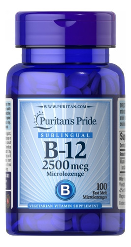 Vitamina B-12 2500 Mcg Sublingual 100 Micropastilhas Da Puri