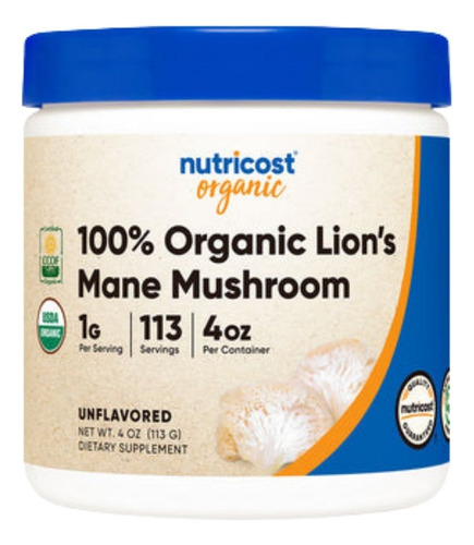 Lion's Mane Em Pó Orgânico De 4 Onças Da Nutricost