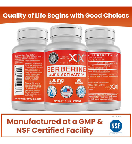 Suplemento Genex Berberine Hcl 500mg Ampk Activator 60 Cápsu - Imagem 4