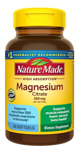 Citrato De Magnésio 250 Mg 60 Cápsulas Gelatinosas Fabricada