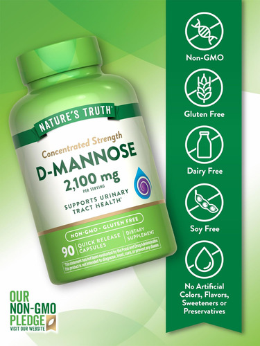 Cápsulas De D-manose Da Natures Truth | 2100mg | 90 Comprimi - Imagem 3