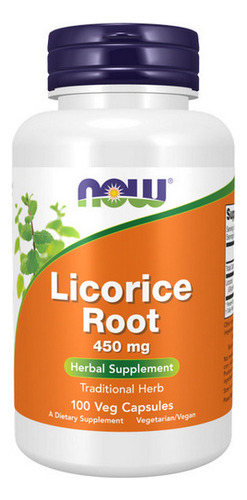 Raiz De Alcaçuz 450 Mg 100 Cápsulas Da Now Foods