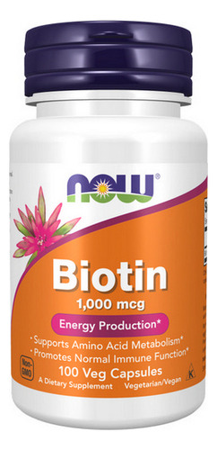 Biotina 1000 Mcg 100 Cápsulas Da Now Foods