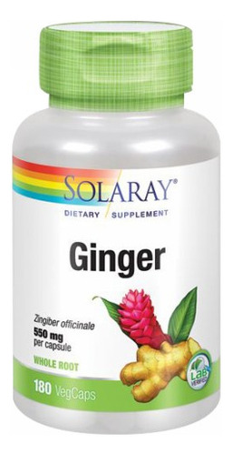 Raiz De Gengibre 550 Mg 180 Cápsulas Da Solaray