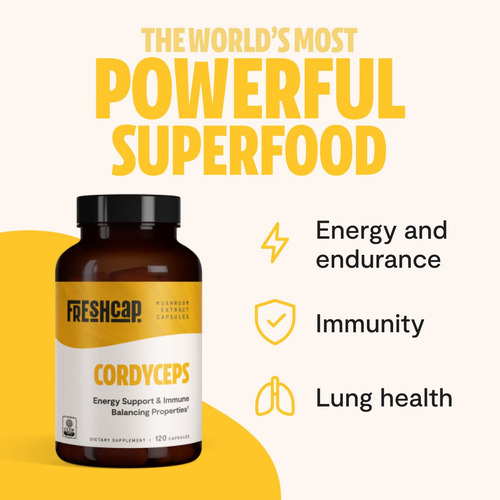 Suplementos Freshcap Cordyceps Mushroom 120 Cápsulas - Imagem 2