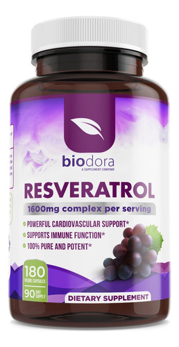 Suplemento Biodora Resveratrol 1600mg Com Chá Verde 180 Cáps